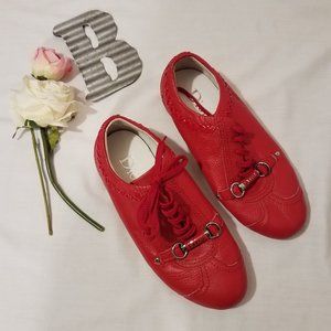Dior Red Leather Stitch Detail Rare Logo Sneakers